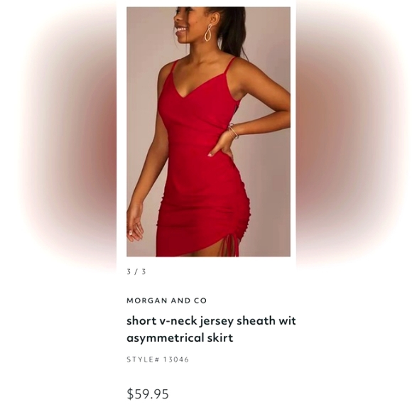 Morgan & Co Asym Bodycon Jersey Sheath Red Dress Size 12 Criss Cross Back - Picture 3 of 8
